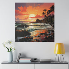 Load image into Gallery viewer, Painted Sunset Beach Wall Art | Square Matte Canvas