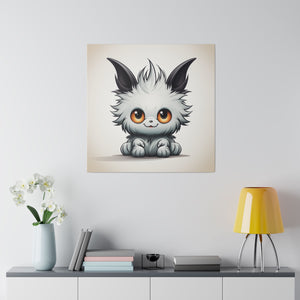 Happy Cartoon Kitty Wall Art | Square Matte Canvas