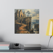 Load image into Gallery viewer, Fantasy Building on a Cliff Wall Art | Square Matte Canvas