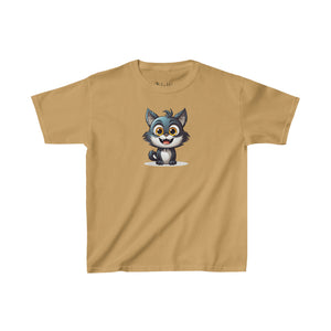 Happy Cartoon Kitty | Kids Heavy Cotton™ Tee