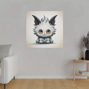 Happy Cartoon Kitty Wall Art | Square Matte Canvas