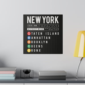 NYC Metro Lines 2 Wall Art | Square Matte Canvas