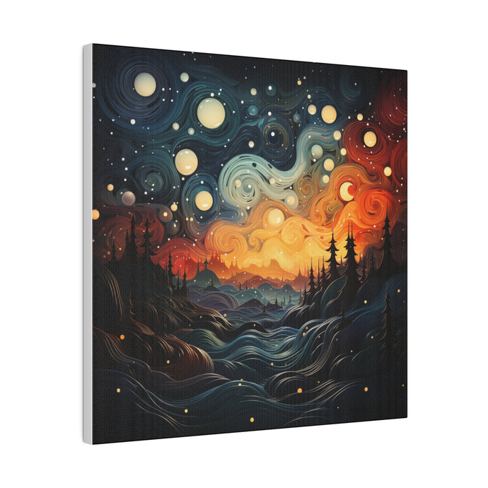 Swirling Night Wall Art | Square Matte Canvas