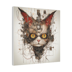 Abstract Steampunk Cat Wall Art | Square Matte Canvas