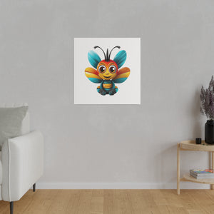 Happy Cartoon Bee Wall Art | Square Matte Canvas