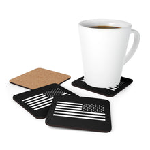Load image into Gallery viewer, &quot;Always Forward&quot; Reversed American Flag Black &amp; White Corkwood Coaster Set