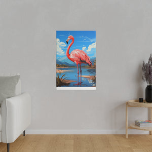 Pink Flamingo on the Beach | Vertical Matte Canvas