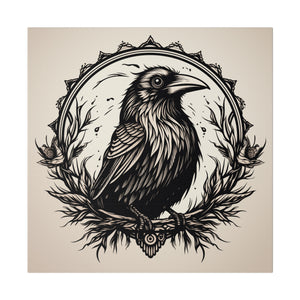 Vintage Gothic Crow Wall Art | Square Matte Canvas