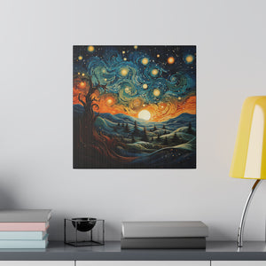 Swirling Stars Wall Art | Square Matte Canvas