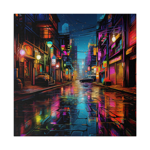 Colorful City Street | Wall Art | Matte Canvas