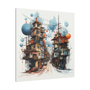 Abstract Village | Square Matte Canvas