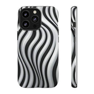 Funky Lines Black and White | iPhone, Samsung Galaxy, and Google Pixel Tough Cases