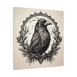 Vintage Gothic Crow Wall Art | Square Matte Canvas