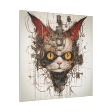 Load image into Gallery viewer, Abstract Steampunk Cat Wall Art | Square Matte Canvas