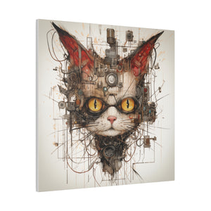 Abstract Steampunk Cat Wall Art | Square Matte Canvas