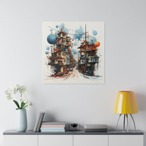 Abstract Village | Square Matte Canvas