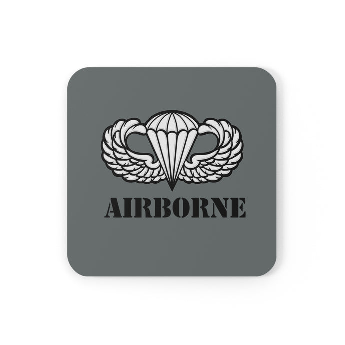 U.S. Army Airborne Badge Corkwood Coaster Set