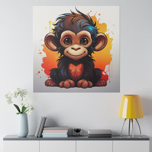 Baby Monkey Wall Art | Square Matte Canvas