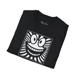 Black & White Happy Pop Art | Unisex Softstyle T-Shirt