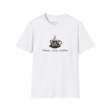 Load image into Gallery viewer, Peace, Love, Coffee | Unisex Softstyle T-Shirt