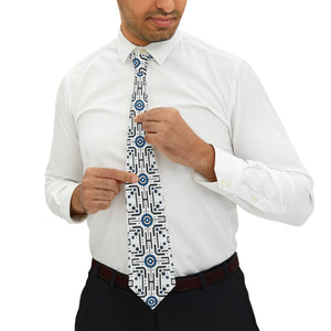 Minimalist Circuit Board White Art Necktie