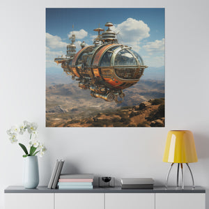 Steampunk Airship Wall Art | Square Matte Canvas