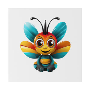 Happy Cartoon Bee Wall Art | Square Matte Canvas