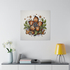 Vintage Style Flower Wall Art | Square Matte Canvas