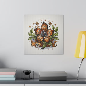 Vintage Style Flower Wall Art | Square Matte Canvas