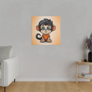 Kid Monkey Wall Art | Square Matte Canvas