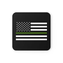 Load image into Gallery viewer, American Flag Green Line Corkwood Coaster Set