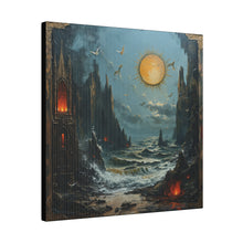 Load image into Gallery viewer, Gothic Beach at Night Wall Art | Square Matte Canvas