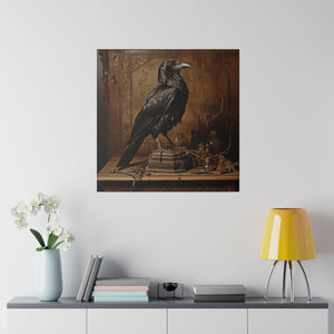 Raven on s Writing Desk Wall Art | Square Matte Canvas