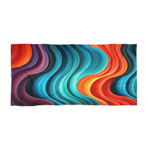 Colorful Wavy Lines Beach Towel