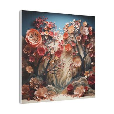 Colorful Paper Flowers Wall Art | Square Matte Canvas
