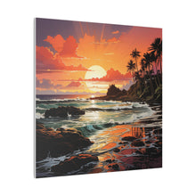 Load image into Gallery viewer, Painted Sunset Beach Wall Art | Square Matte Canvas