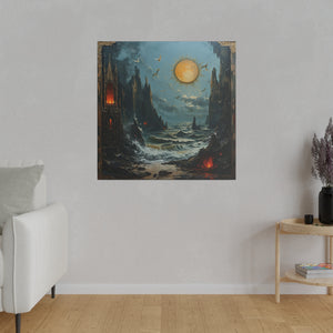 Gothic Beach at Night Wall Art | Square Matte Canvas