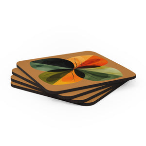 Minimalist Leaves Art Corkwood Coaster Set