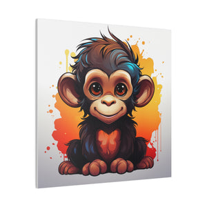 Baby Monkey Wall Art | Square Matte Canvas