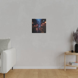 City Alley at Night Wall Art | Matte Canvas