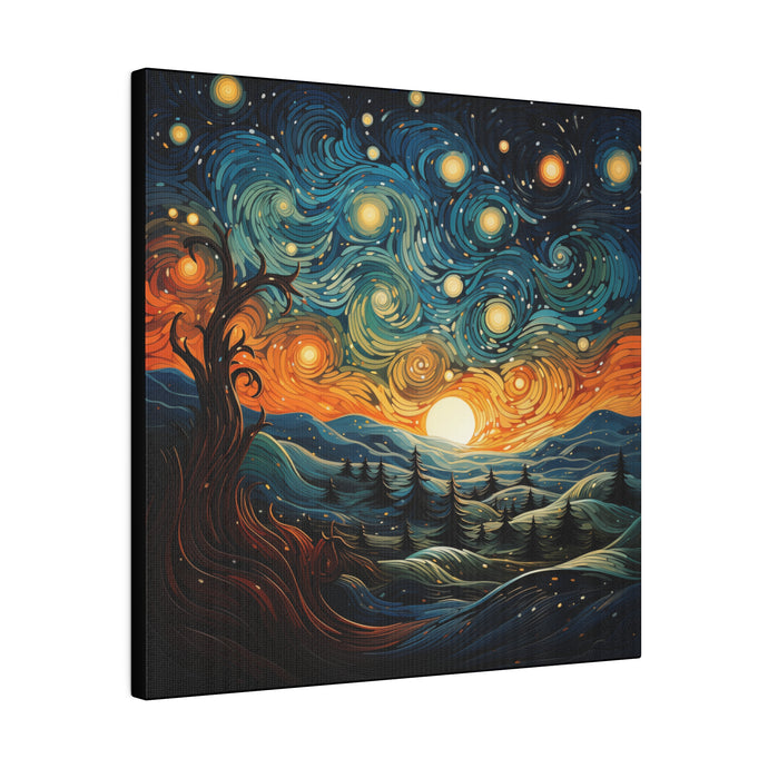 Swirling Stars Wall Art | Square Matte Canvas