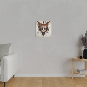 Abstract Steampunk Cat Wall Art | Square Matte Canvas