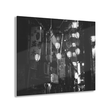 Lanterns on a City Street Black & White Acrylic Prints