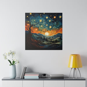 Swirling Stars Wall Art | Square Matte Canvas