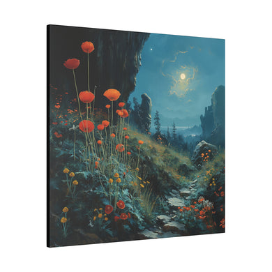 Flowers at Night Wall Art | Square Matte Canvas