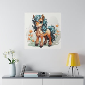 Happy Pony Wall Art | Square Matte Canvas