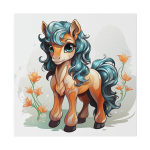 Happy Pony Wall Art | Square Matte Canvas