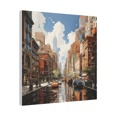 Rain in the City Wall Art | Square Matte Canvas