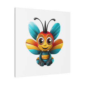 Happy Cartoon Bee Wall Art | Square Matte Canvas