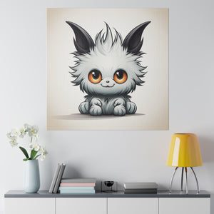 Happy Cartoon Kitty Wall Art | Square Matte Canvas